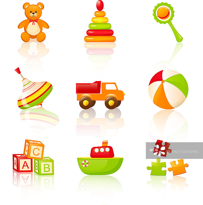 彩色儿童玩具图标图片素材