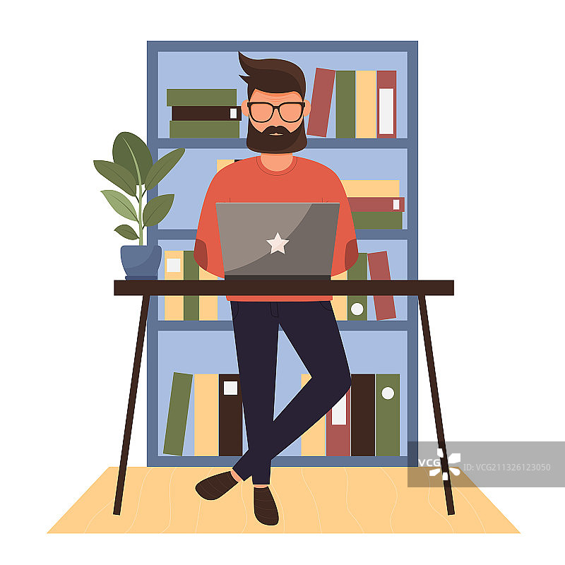 在家远程工作的男人图片素材