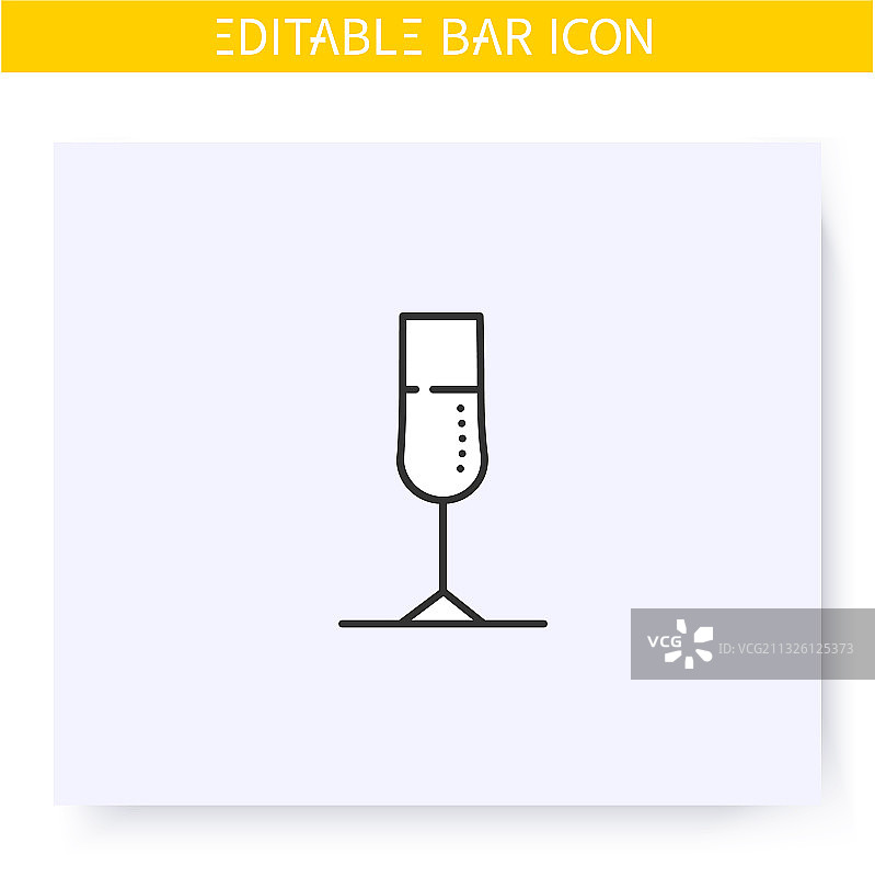 香槟酒杯线条图标（可编辑）图片素材
