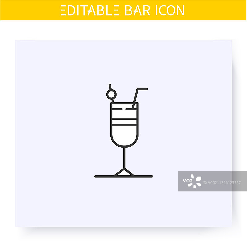可编辑的鸡尾酒杯线条图标图片素材