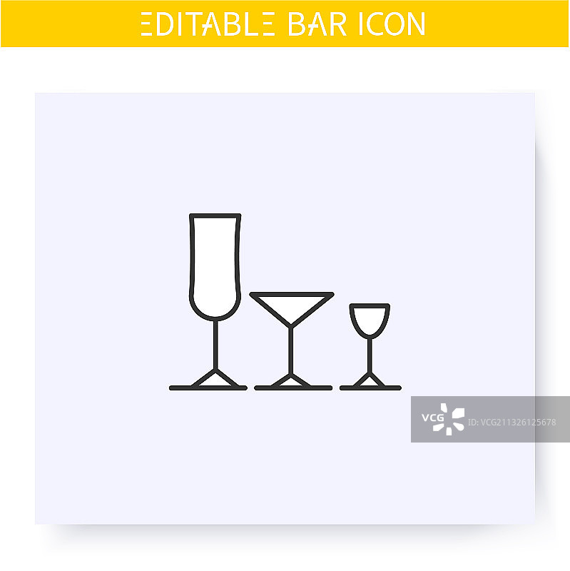 高脚杯线条图标（可编辑）图片素材