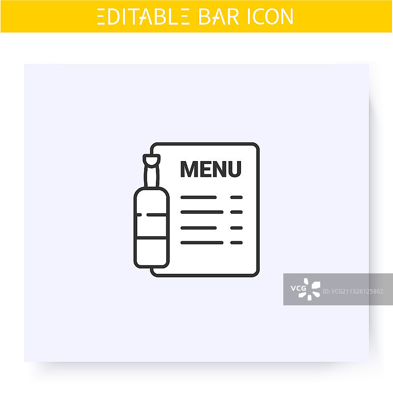 酒吧菜单线性图标（可编辑）图片素材