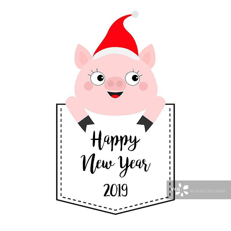 可爱口袋小猪新年图片图片素材
