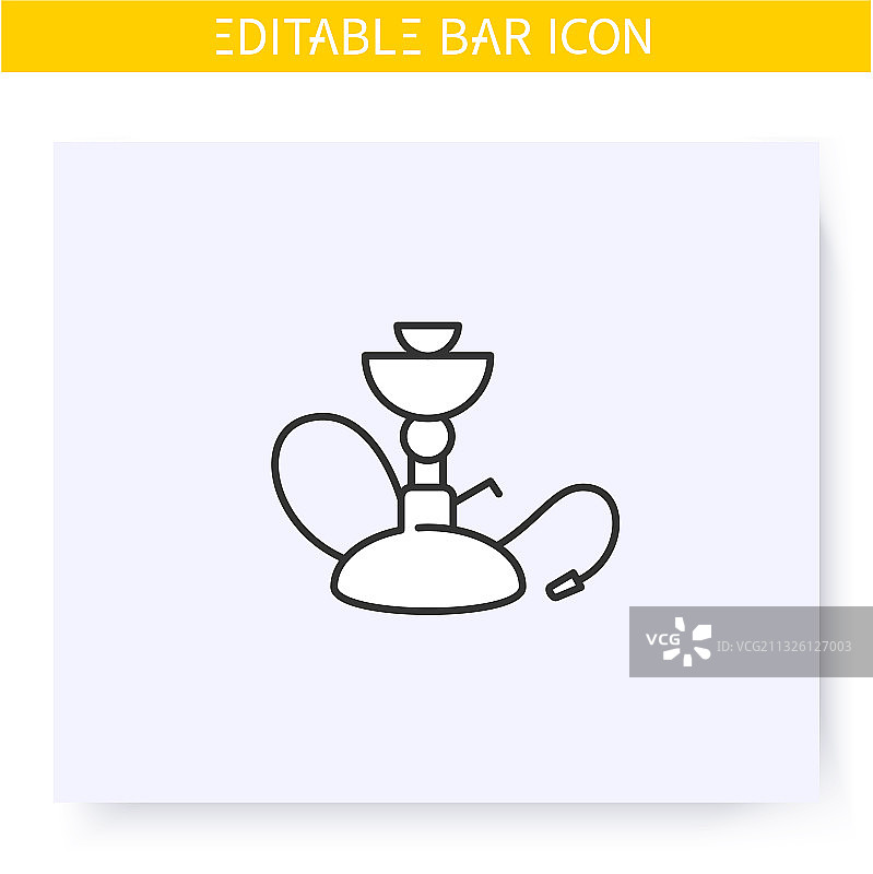 可编辑的水烟线条图标图片素材