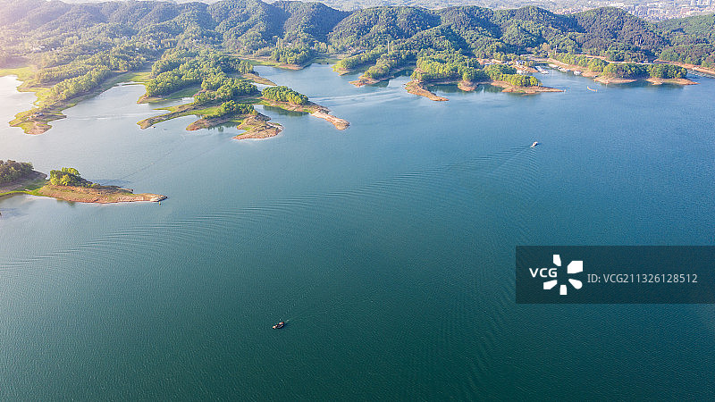 河南信阳南湾湖春季风光航拍图片素材