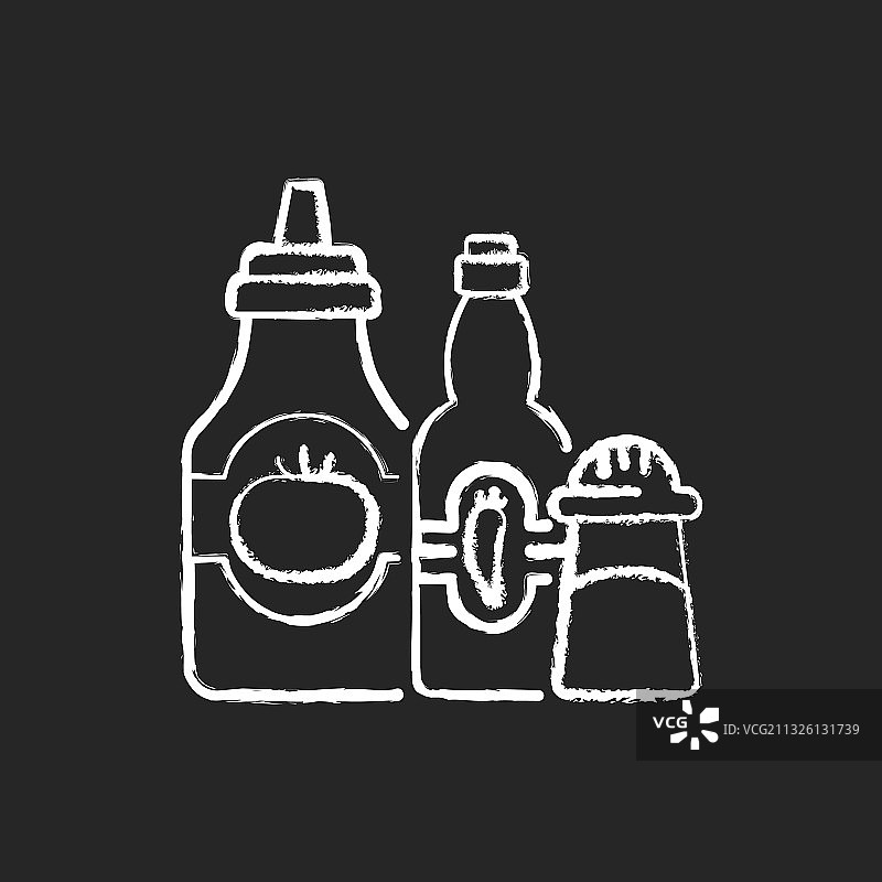 调味品酱汁粉笔白色图标黑色背景图片素材