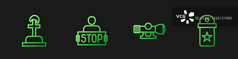 狙击步枪瞄准镜与士兵墓地停止线稿图片素材