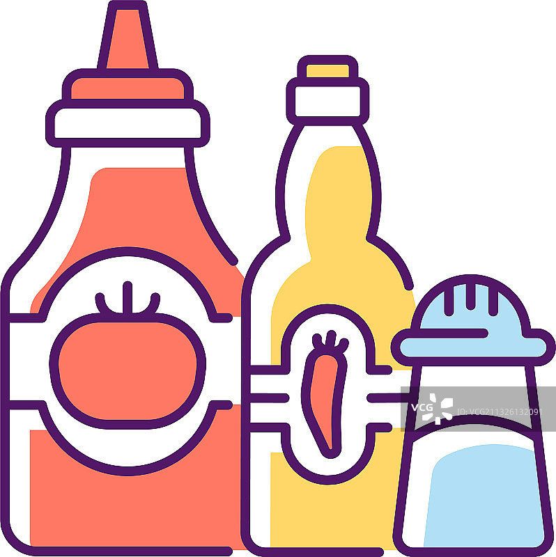 调味品和酱汁RGB颜色图标图片素材