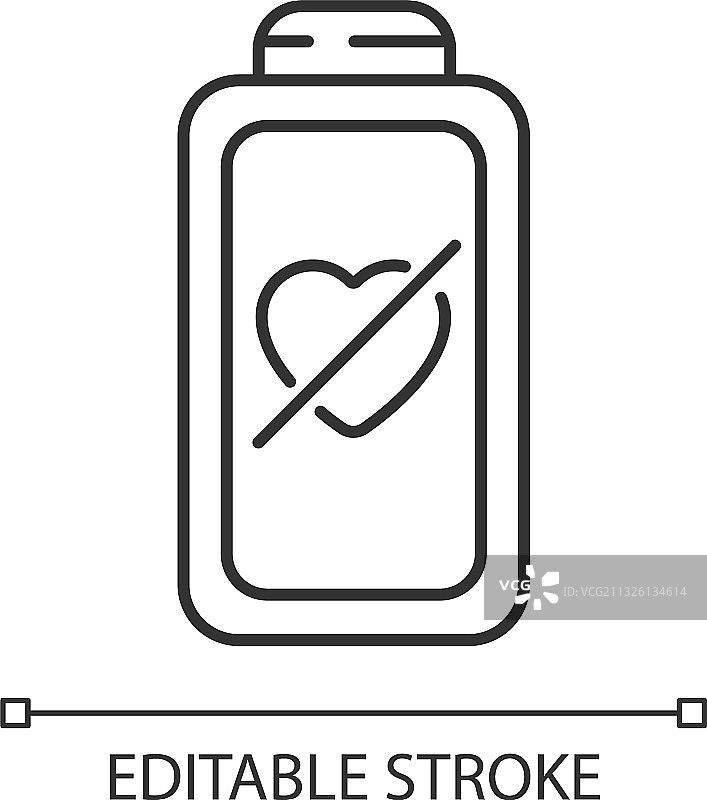 完全放电的电池线性图标图片素材