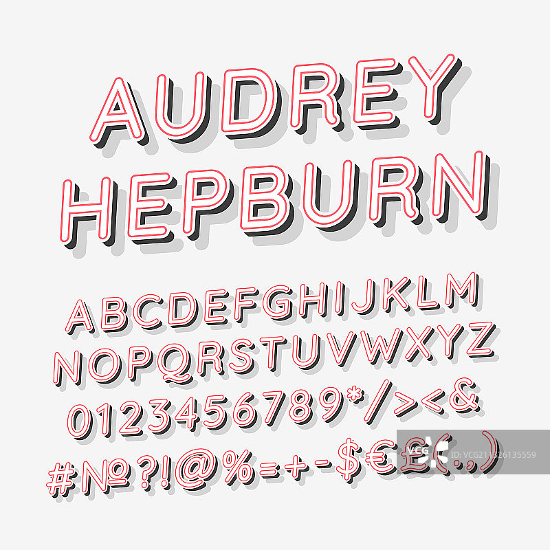 奥黛丽·赫本复古3D字母套装图片素材
