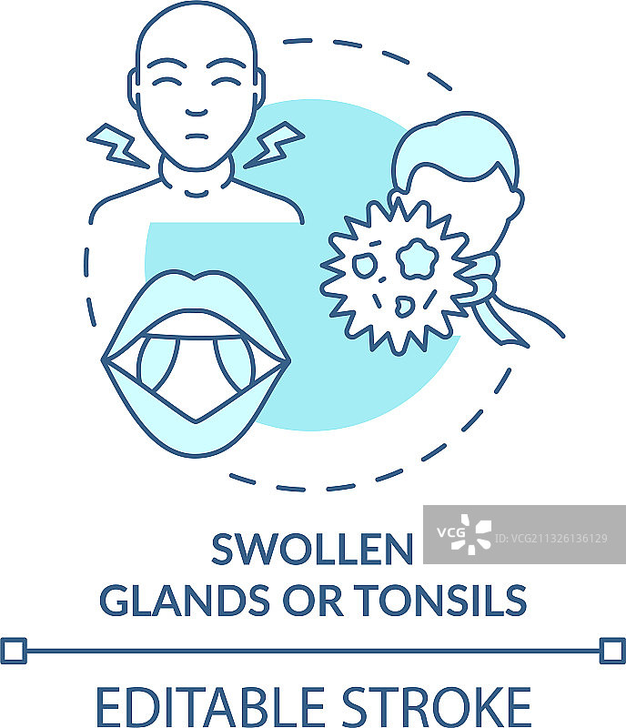 腺体和扁桃体肿胀概念图标图片素材