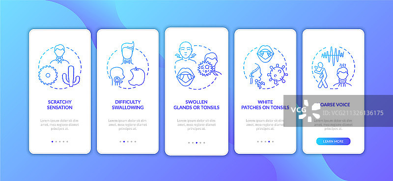 原始喉咙症状引导移动应用页面图片素材