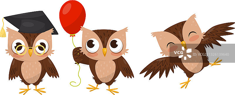 戴着毕业帽的可爱猫头鹰图片素材