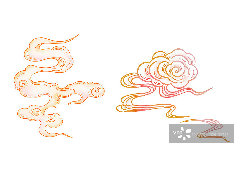 中国传统云纹祥云纹案国潮插画元素图片素材