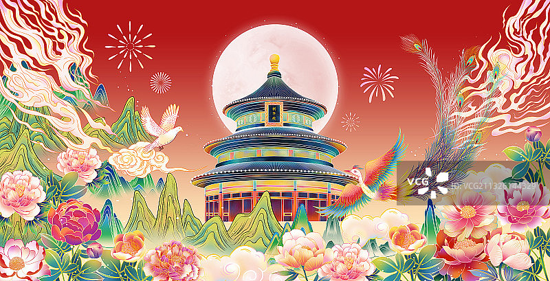北京城市建筑国潮插画图片素材
