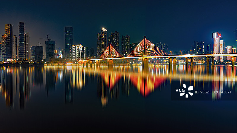 长沙城市夜景-银盆岭大桥图片素材
