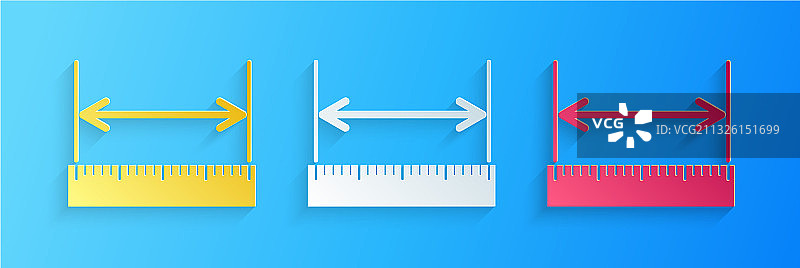 纸 Art 风格测量身高长度图标图片素材