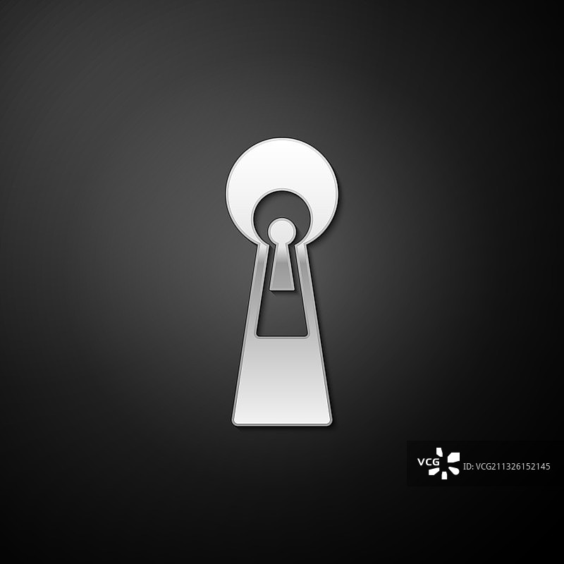 黑色背景上的银色钥匙孔图标图片素材