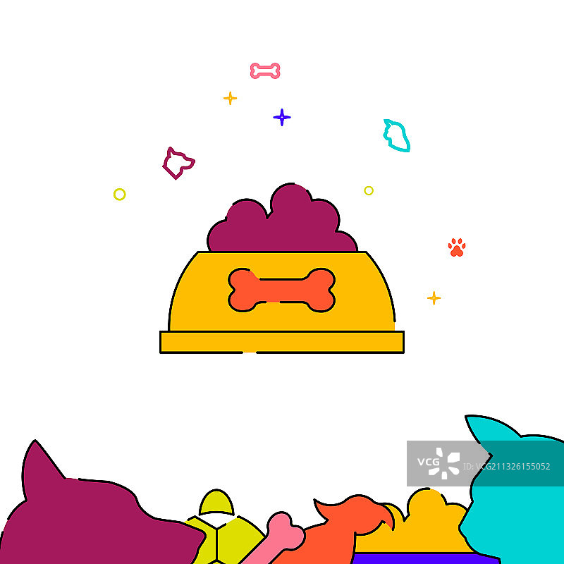 碗里的狗粮填充线条图标图片素材