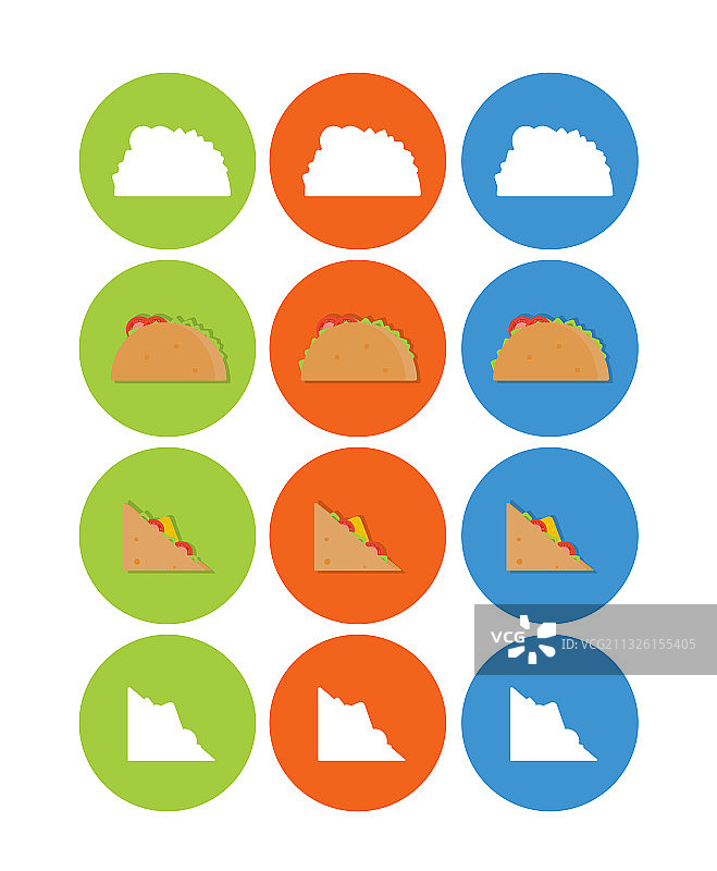 用于网页和移动设备的扁平食品图标集图片素材