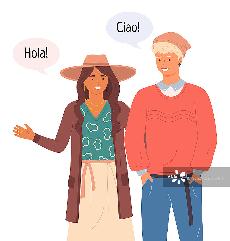 穿着休闲服装打招呼的人们图片素材