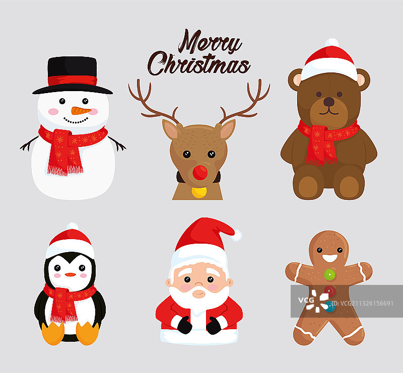 圣诞快乐字体与图标集图片素材