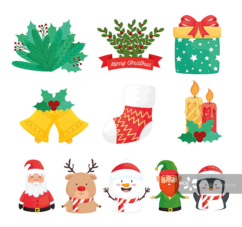 圣诞快乐套装图标图片素材