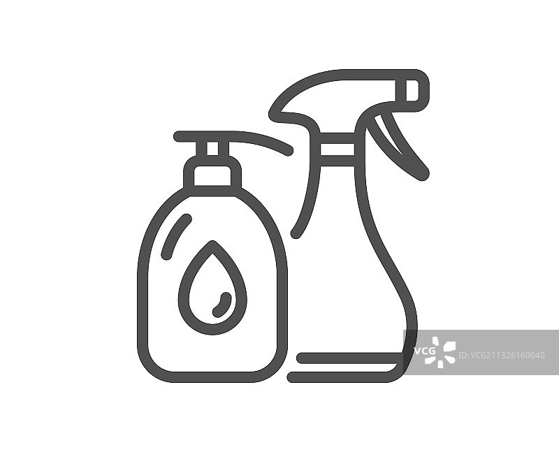 清洁液线性图标：防腐喷雾标志图片素材