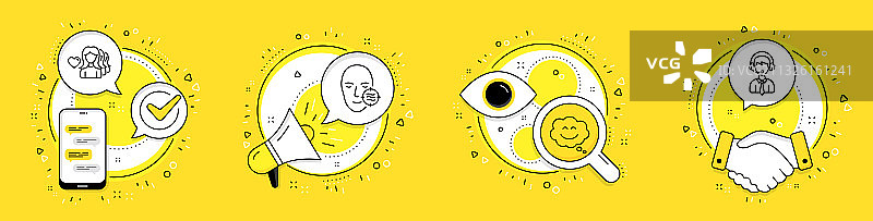 女人喜爱微笑聊天和问题皮肤图标集图片素材