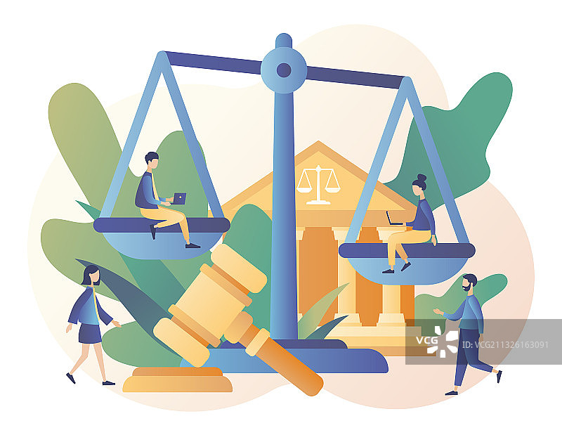 法律与公正概念：天平和法官图片素材