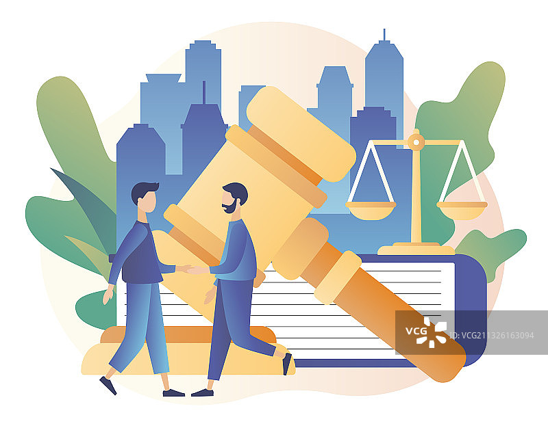 法律与公正概念：天平和法官图片素材