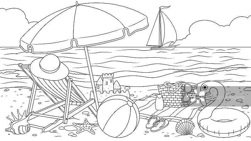 在海滩上放松图片素材