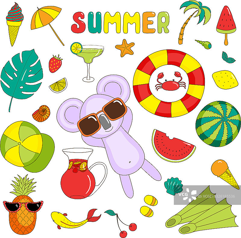 夏季考拉贴纸图片素材