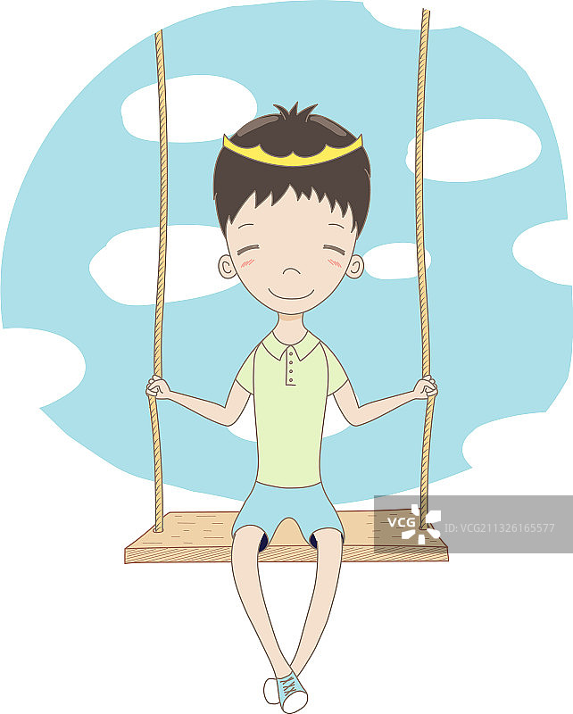 秋千上的可爱王子图片素材
