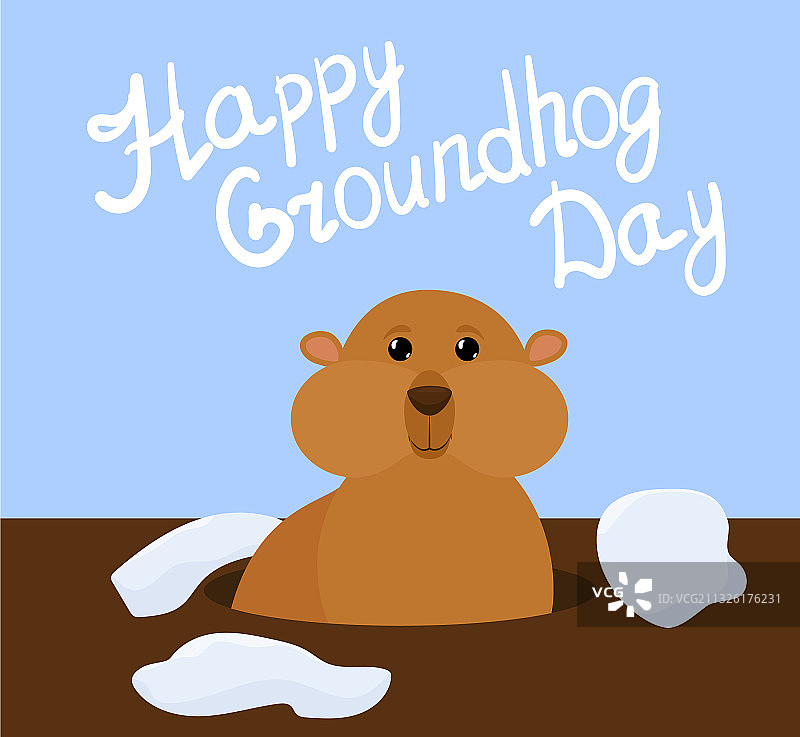 带可爱土拨鼠的土拨鼠日卡通背景图片素材