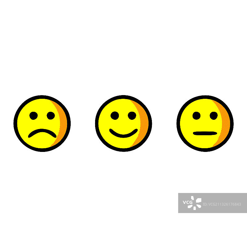 笑脸图标：正面、负面和中性图片素材