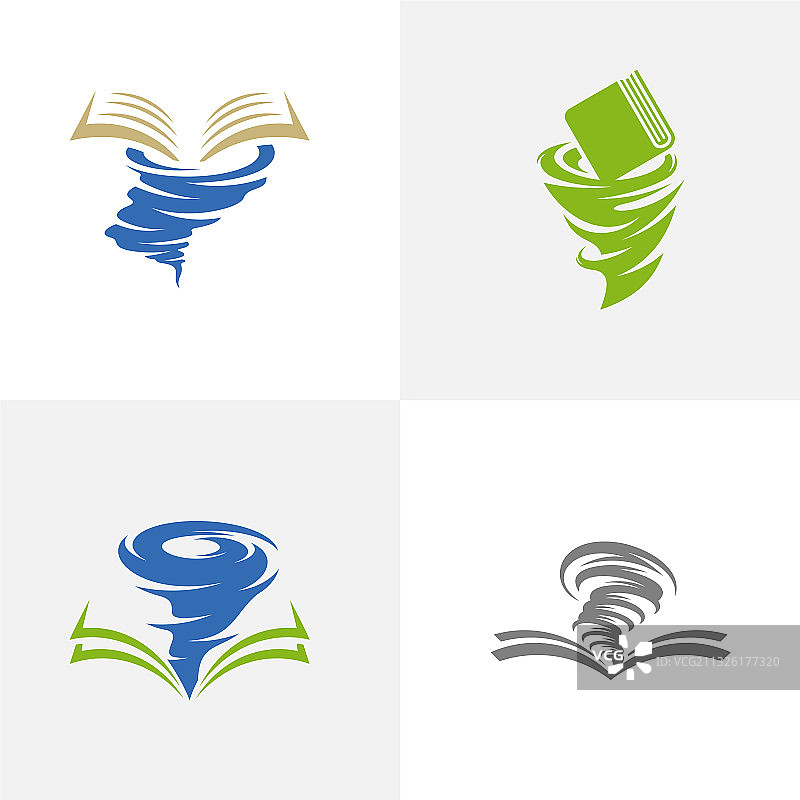书籍套装：龙卷风标志模板创意图片素材