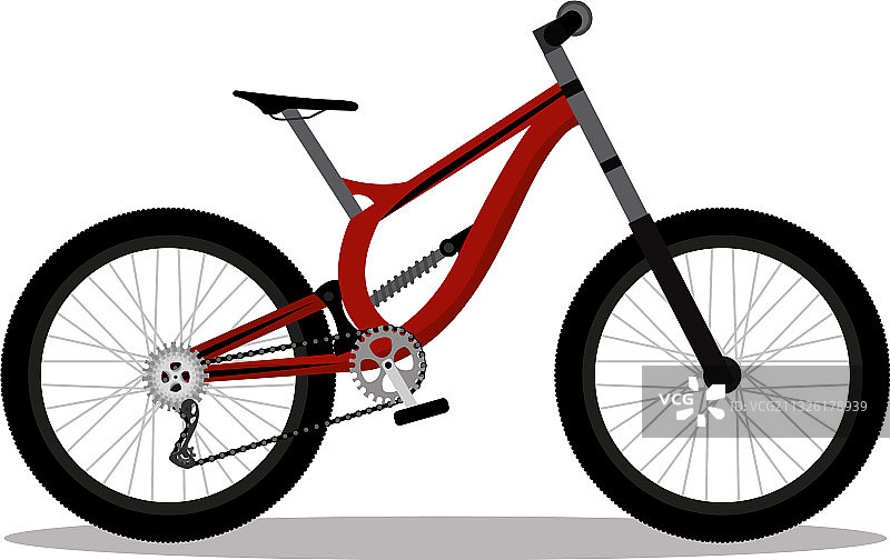 独立的红色城市自行车图片素材