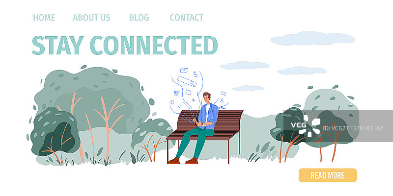 扁平风卡通人物网上冲浪图片素材