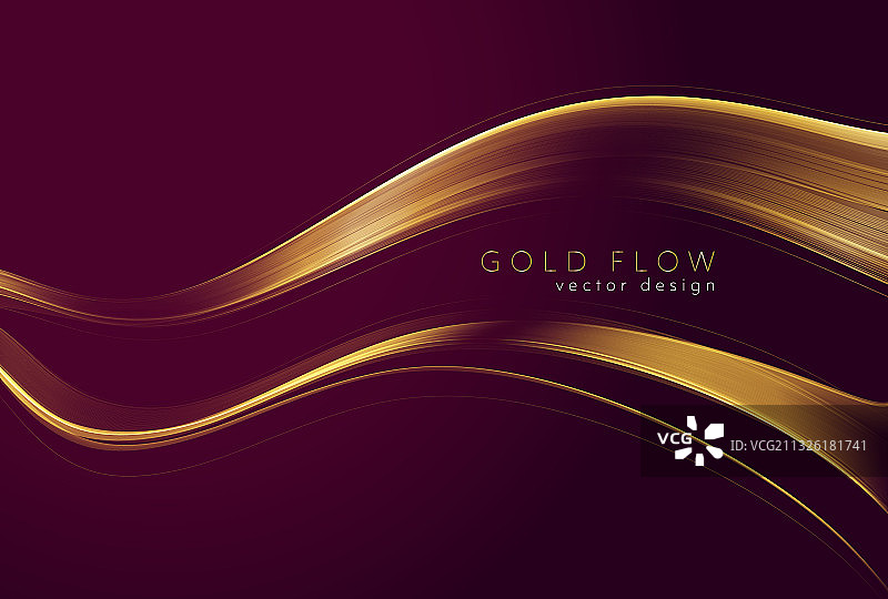 金色波浪抽象设计元素图片素材