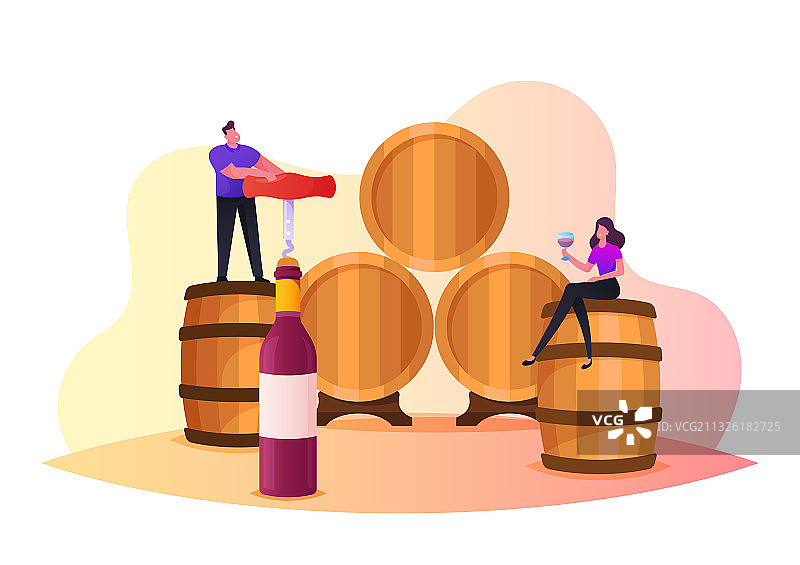 在拱顶中喝酒的人物，小人打开图片素材