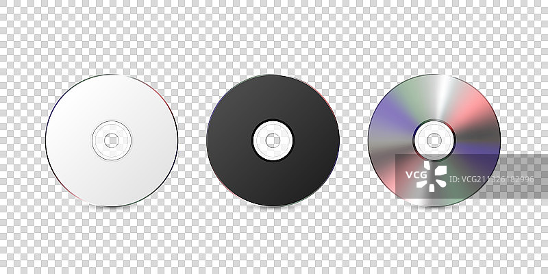 3D逼真白色黑色彩色CD光盘图片素材