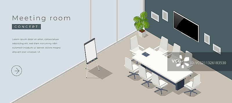 2.5D现代会议室内部（空）图片素材