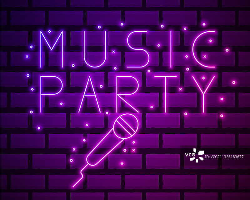 霓虹灯卡拉OK音乐横幅模板设计图片素材