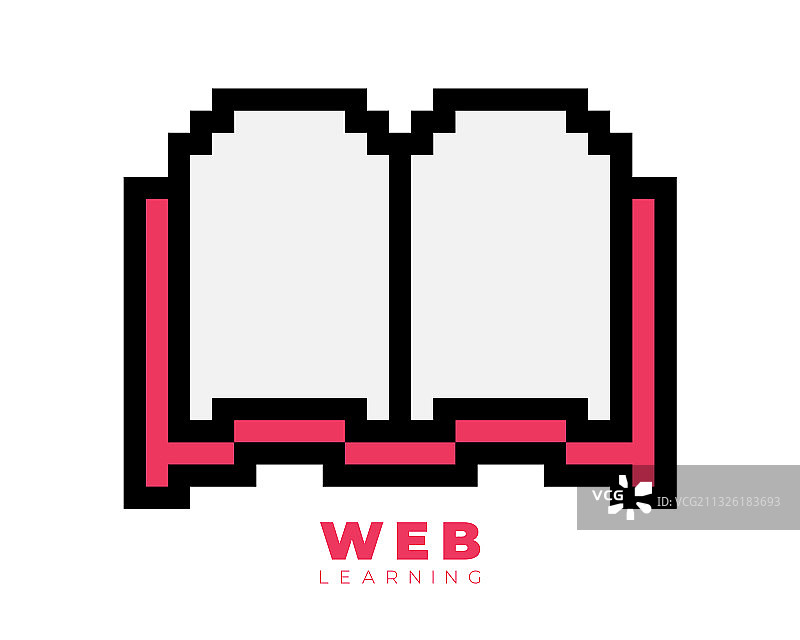 书籍 - 像素图标在线学习概念网页图片素材