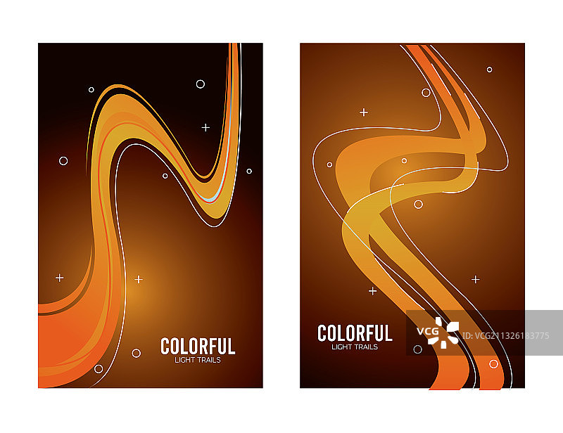 黄色背景中的彩色光迹图片素材