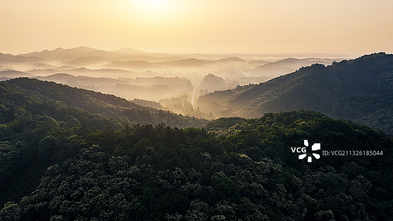 森林山脉日出风光图片素材