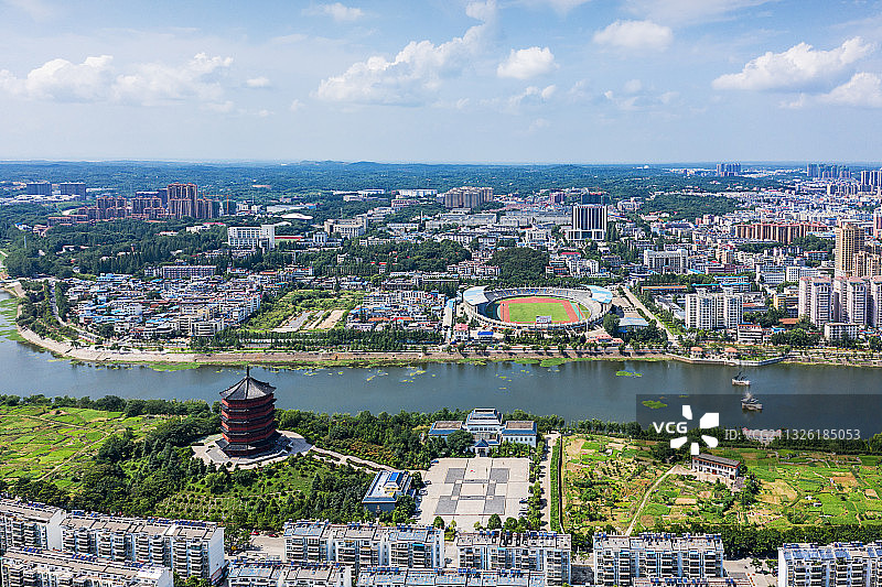 河南信阳浉河城市天际线风光图片素材