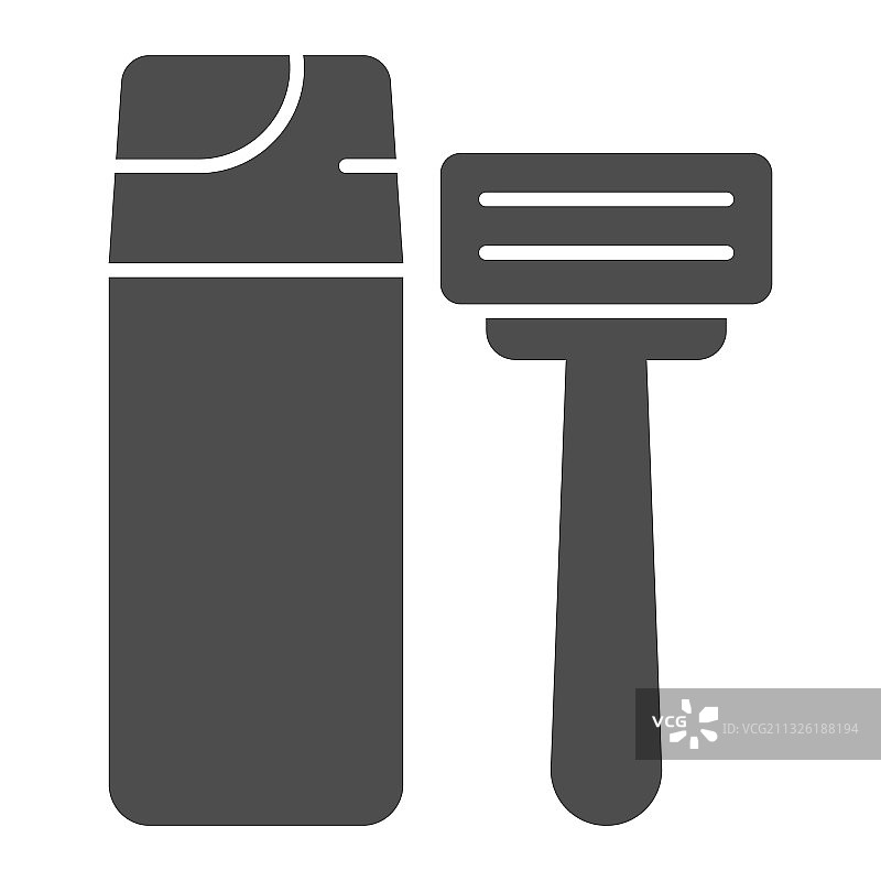 剃须泡沫和剃须刀实体图标卫生程序图片素材