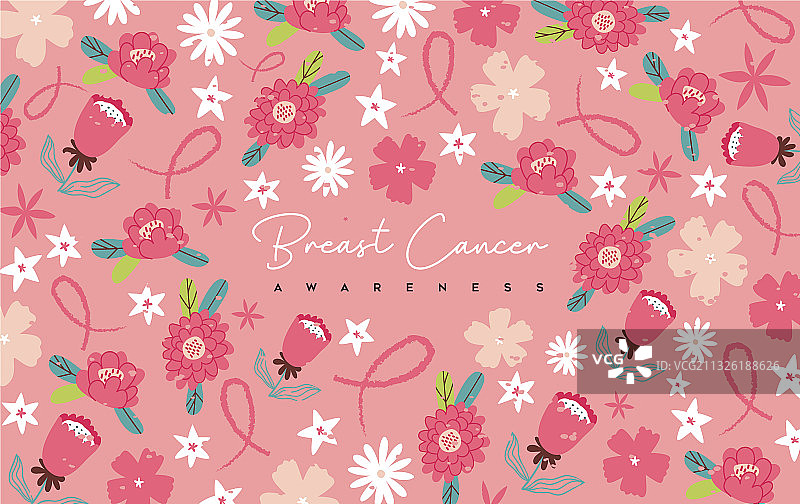 乳腺癌防治月粉色花朵背景卡片图片素材